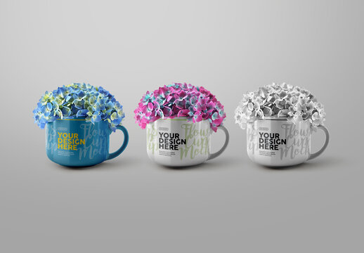  Cup Mockup with Flowers Summer Spring