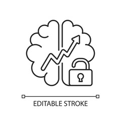 Growth mindset linear icon. Creative thinking idea. Brainstorm and teamwork. Broadening horizons. Thin line customizable illustration. Contour symbol. Vector isolated outline drawing. Editable stroke