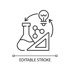 Creativity in STEM linear icon. Creative thinking idea. Examples of creative thinking skills. Thin line customizable illustration. Contour symbol. Vector isolated outline drawing. Editable stroke