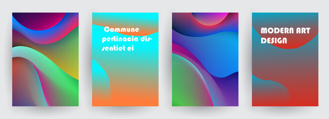 Covers templates set with graphic geometric elements. Applicable for brochures, posters, covers and banners. Vector illustrations.