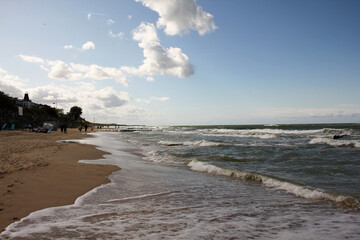 The beautiful scenic view of Baltic sea. Windy Baltic Sea. Sunny summer day. Baltic Sea coast.