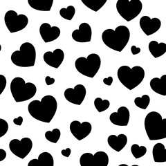 Heart seamless pattern. Love shape for valentine background. Black decorative design great for romance wrapping paper.