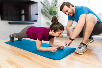 A Couple doing morning fitness at home