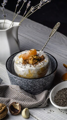 Chia pudding with tangerine and nuts