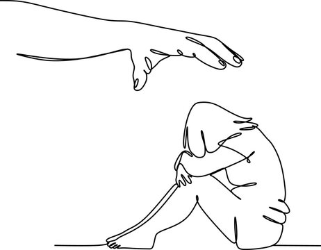 a line drawing of a woman's depression, abuse, beatings, a girl, a child, violence against women.