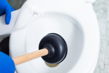 Ventuz close up. Clean clogged toilet with suction cup.