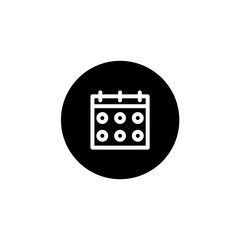 Calendar icon in black round style. Vector icon pixel perfect