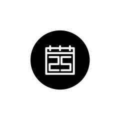 Numeric calendar icon in black round style. Vector icon pixel perfect