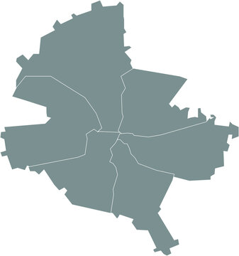 Simple vector gray map with white borders of sectors Bucharest, Romania