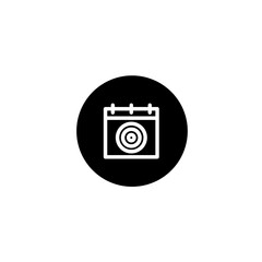 Target calendar icon in black round style. Vector icon pixel perfect