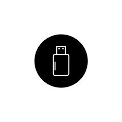 Flash disk device icon in black round style. Vector icon pixel perfect