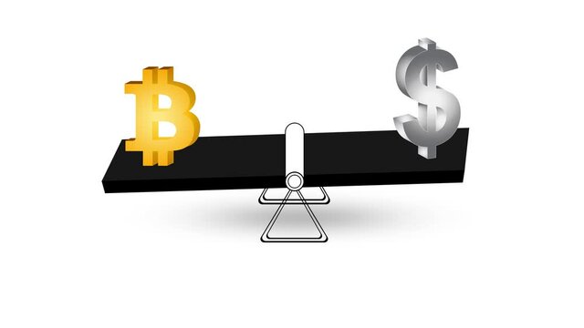 02.02.2021. California, USA. Bitcoin Vs US Dollar Currency Competition and comparison in the market. 