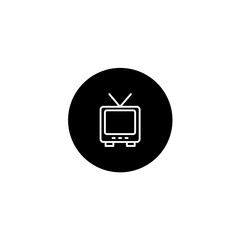 Television icon in black round style. Vector icon pixel perfect