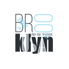 Brooklyn new york USA vector illustration for design print T-shirt with an abstract inscription Brooklyn new york USA, stylish geometric graphics on a white background