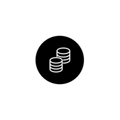 Coin stack icon in black round style. Vector icon pixel perfect