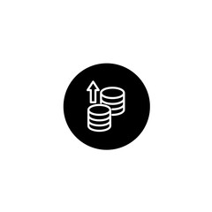 Coin spending icon in black round style. Vector icon pixel perfect