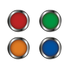 An illustration of switch ON OFF buttons on a white background. Colourful buttons. 