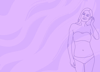 Obraz na płótnie Canvas Background on body positive topic. Vector woman in lingerie