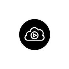 Video cloud icon in black round style. Vector icon pixel perfect