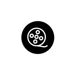 Movie player icon in black round style. Vector icon pixel perfect