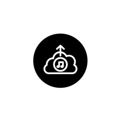 Music upload icon in black round style. Vector icon pixel perfect
