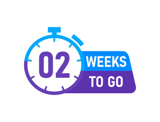 2 Weeks to go labels on white background