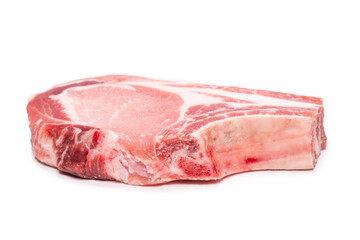 Raw pork isolated on white background.
