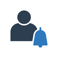 notification bell with User icon sign symbol	