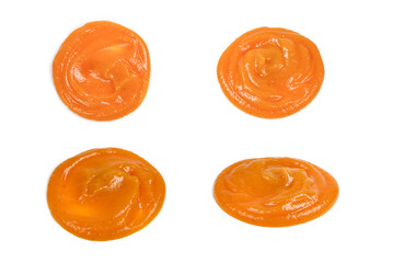 Orange sauce splashes isolated on white background