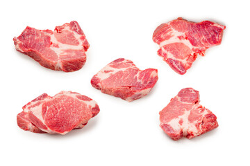 Raw pork isolated on white background.