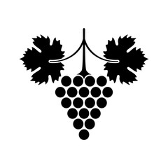 grapes black silhouette with leaves
