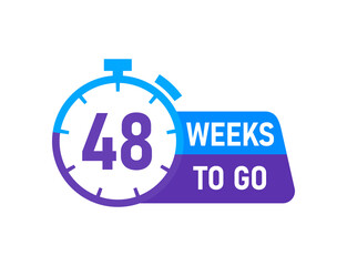48 Weeks to go labels on white background