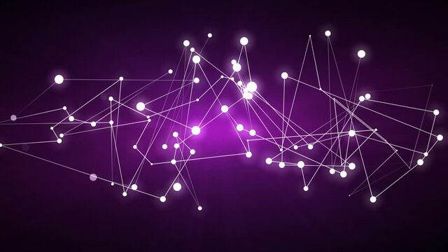 Wave dance motion of linked particles on dark background with colored light