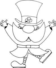 Happy hand drawn leprechaun as a symbol for St. Patrick's day colorized