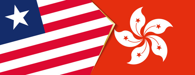 Liberia and Hong Kong flags, two vector flags.
