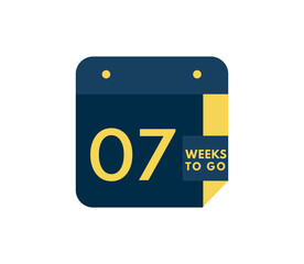 7 Weeks to go calendar icon on white background