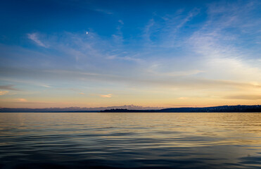 sunset over the lake