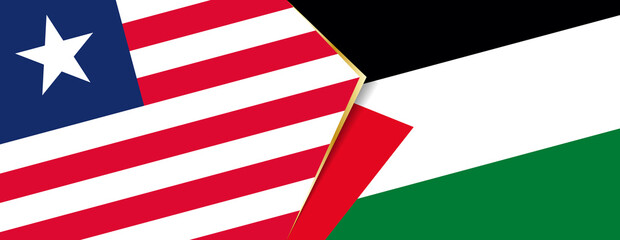Liberia and Palestine flags, two vector flags.