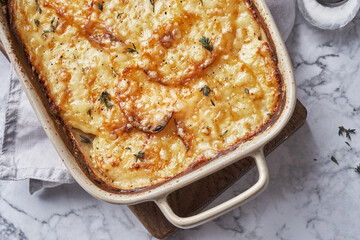 potato casserole with cream, gratin dauphinois, french cuisine