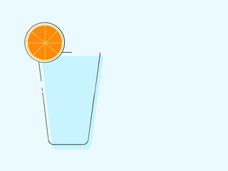 Glass tumbler with water and a slice of enicma orange