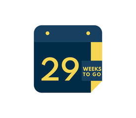 29 Weeks to go calendar icon on white background