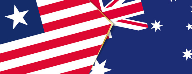 Liberia and Australia flags, two vector flags.