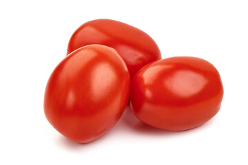 Fresh tomatoes, close-up, isolated on white background
