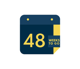 Fototapeta premium 48 Weeks to go calendar icon on white background
