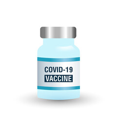 Covid-19 coronavirus vaccine. Vaccine vial flat icons. Treatment for coronavirus covid-19. Isolated vector illustration.
