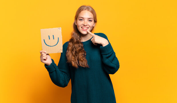 young blonde woman smile concept