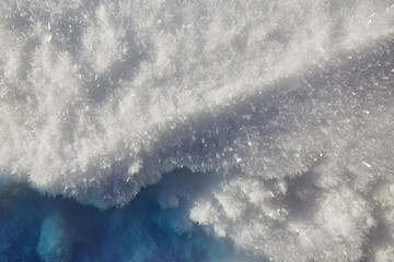Snow texture background, natural white snow powder in winter