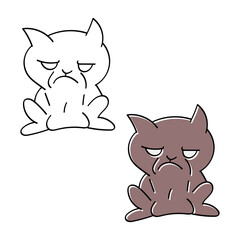 Cartoon character sad cat doodle