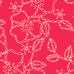 Floral seamless pattern. Hand drawn. For textile, wallpapers, print, wrapping paper. Vector stock illustration.