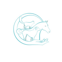 veterinary logo. cat, dog, horse frame. template for example a company logo help animals pet. stylish design graphics vector illustration. 